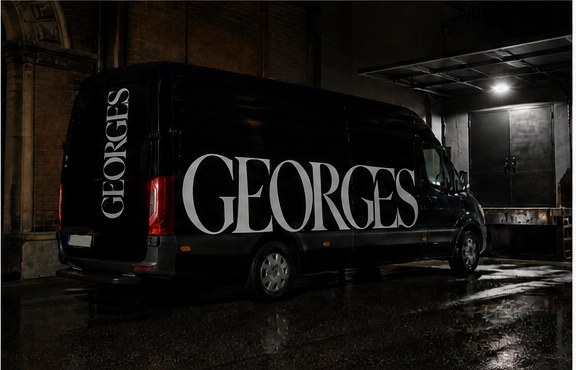 Black GEORGES van at the loading door